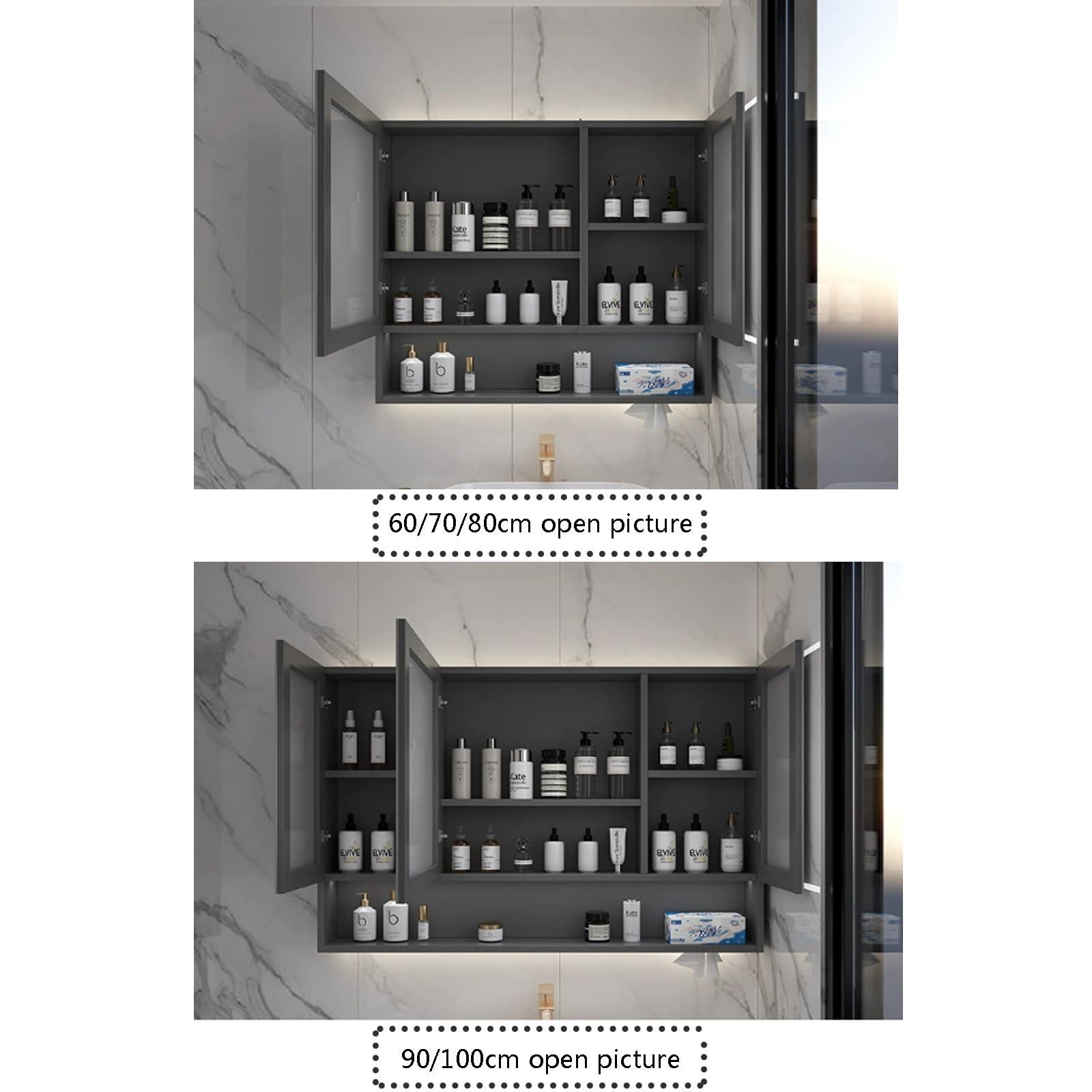 Generic Bathroom Mirror with Storage Anti-Fog LED Lights and Touch Switch, Wall Mounted Medicine Cabinet with Paper Towel Slot