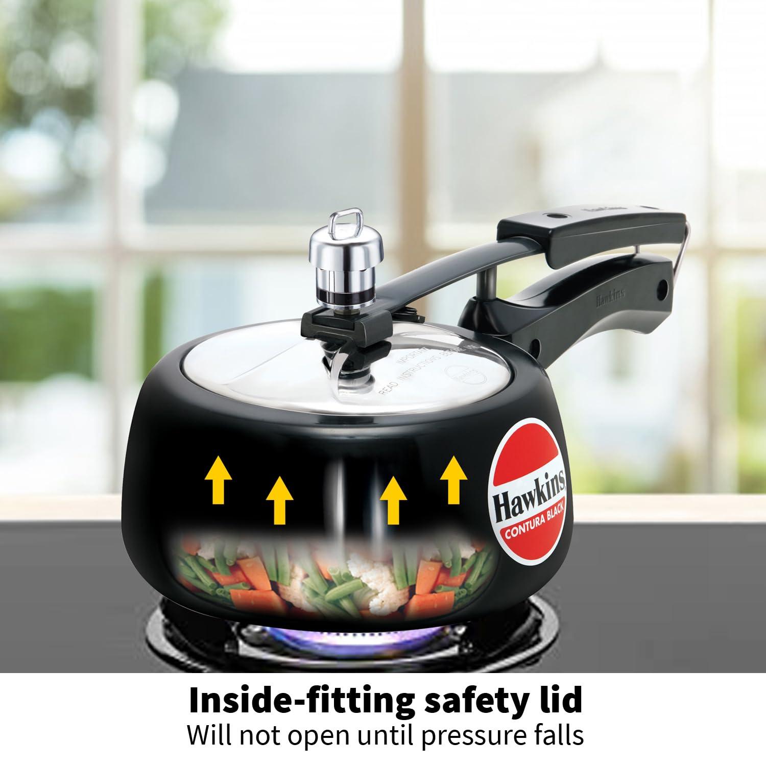 HAWKINS Hawkins Contura Black 1.5 litre Pressure Cooker