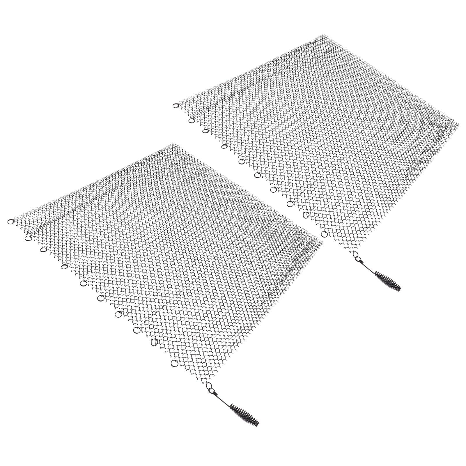 XHTLLO XHTLLO Fireplace Mesh Screen Curtain 2 Wide Panels Hanging Replacement Screens for Home Wood Burning Fireplace Black, Safety Stainless Steel Easy Installation(24 * 20in)