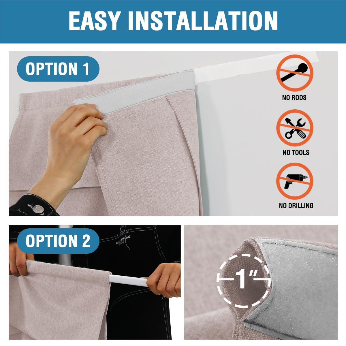 H.VERSAILTEX H.VERSAILTEX French Door Curtain, Door Window Covering for Doorways Privacy, Tie Up Shade for Front Door Window Curtain, Heather Sand Door Blind 26'' x 40'', 1 Panel