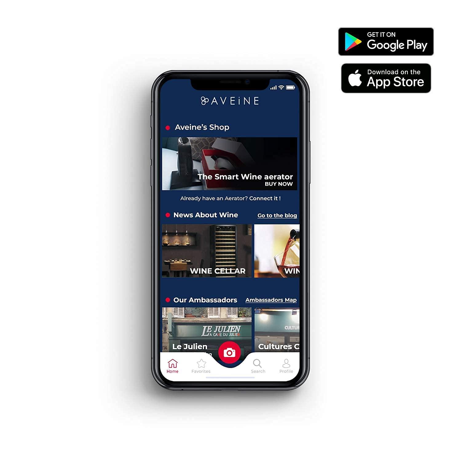 AVEINE AVEINE Original - Connected Wine Aerator - Android & iOS Compatible - Box containing 1 Smart Aerator, 1 Protection Bag, 1 Charging Stand, 1 USB Cable - Instant Wine Aeration - Manufacturer Warranty