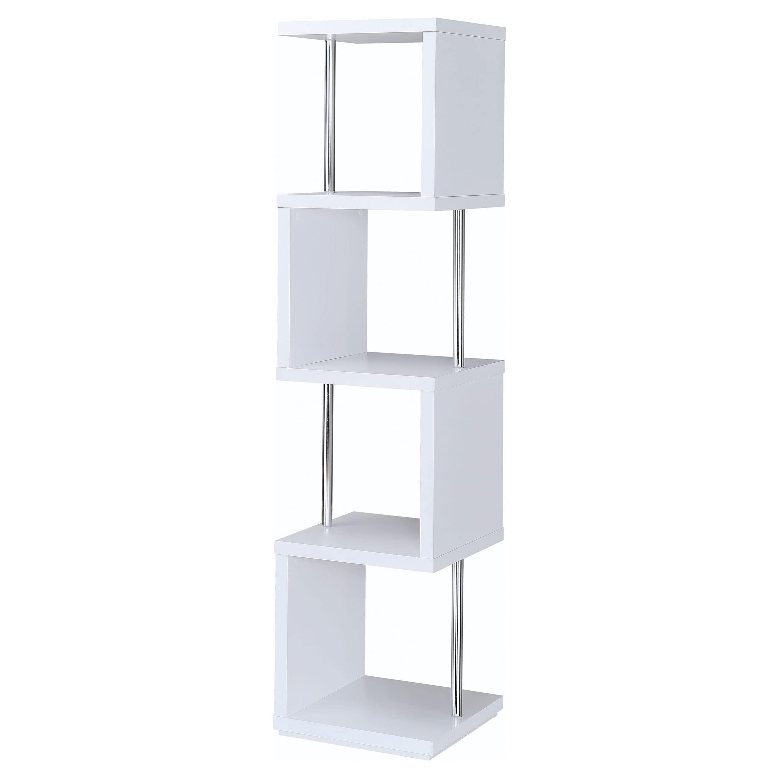 Coaster Home Furnishings Coaster Home Furnishings Baxter 67-inch 4-Shelf Bookshelf White and Chrome