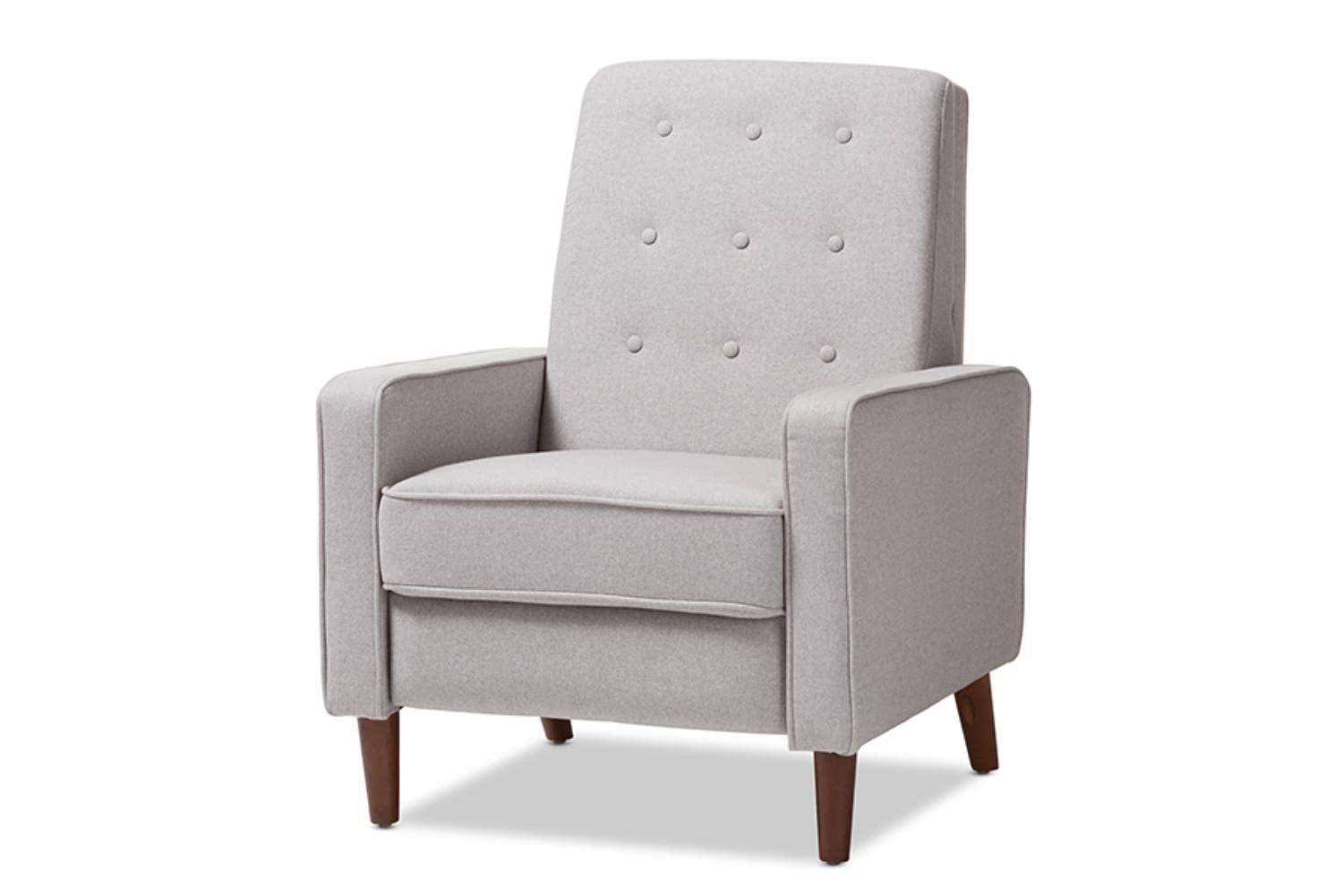 Baxton Studio Baxton Studio Mathias Mid-century Modern Light Grey Fabric Upholstered Lounge Chair
