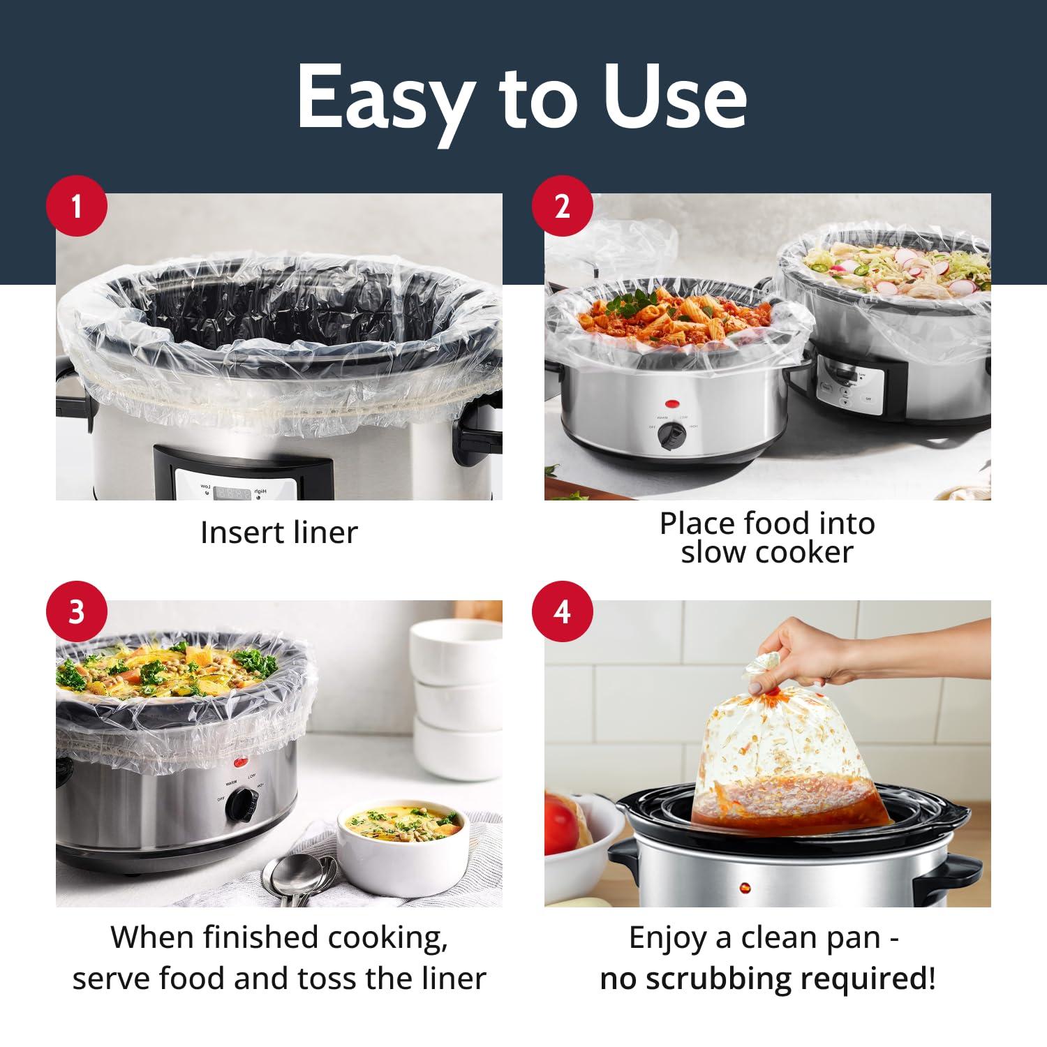 PanSaver PanSaver EZ Clean Slow Cooker Liners - Disposable Liners & Bags for Instant Cleanup with No Scrubbing - Fits slow cookers and 9x13 pans, 50 Count