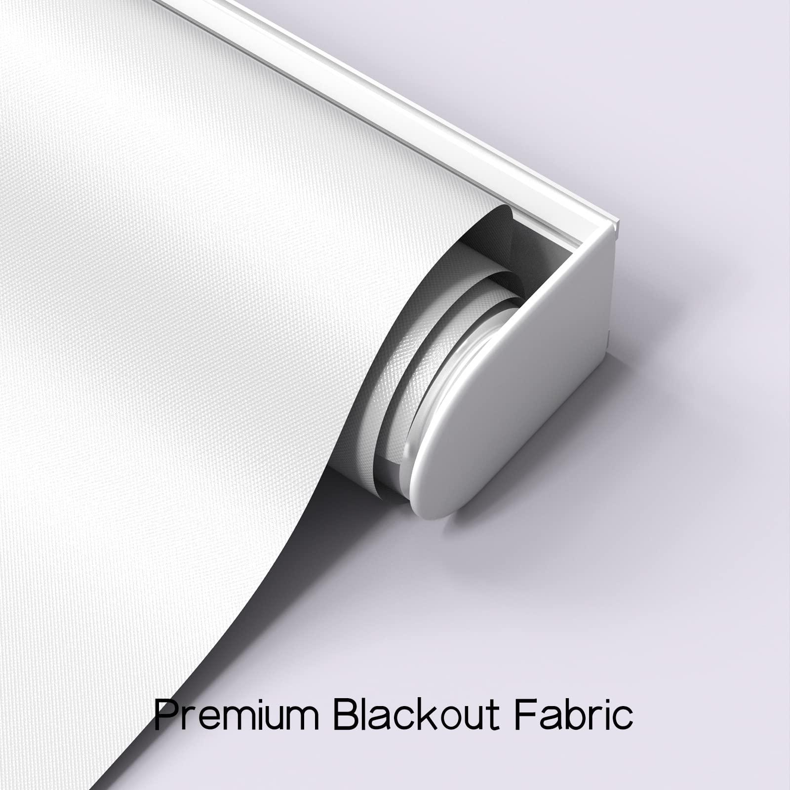 Viegon Blackout Blinds for Windows Roller Blinds with Thermal Insulated & Anti-UV 100% Black Out Window Blinds for Bedroom, Easy to Install & Cordless[White,30" Customize]