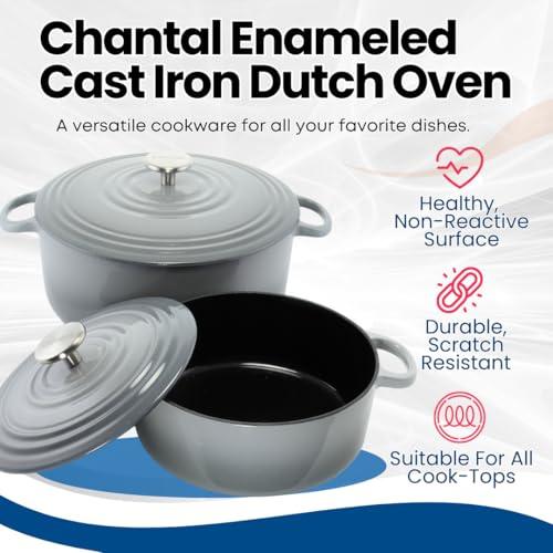 Chantal Chantal Cast Iron Dutch Oven, 3 qt, US Formulated Premium Enamel, Fade Grey