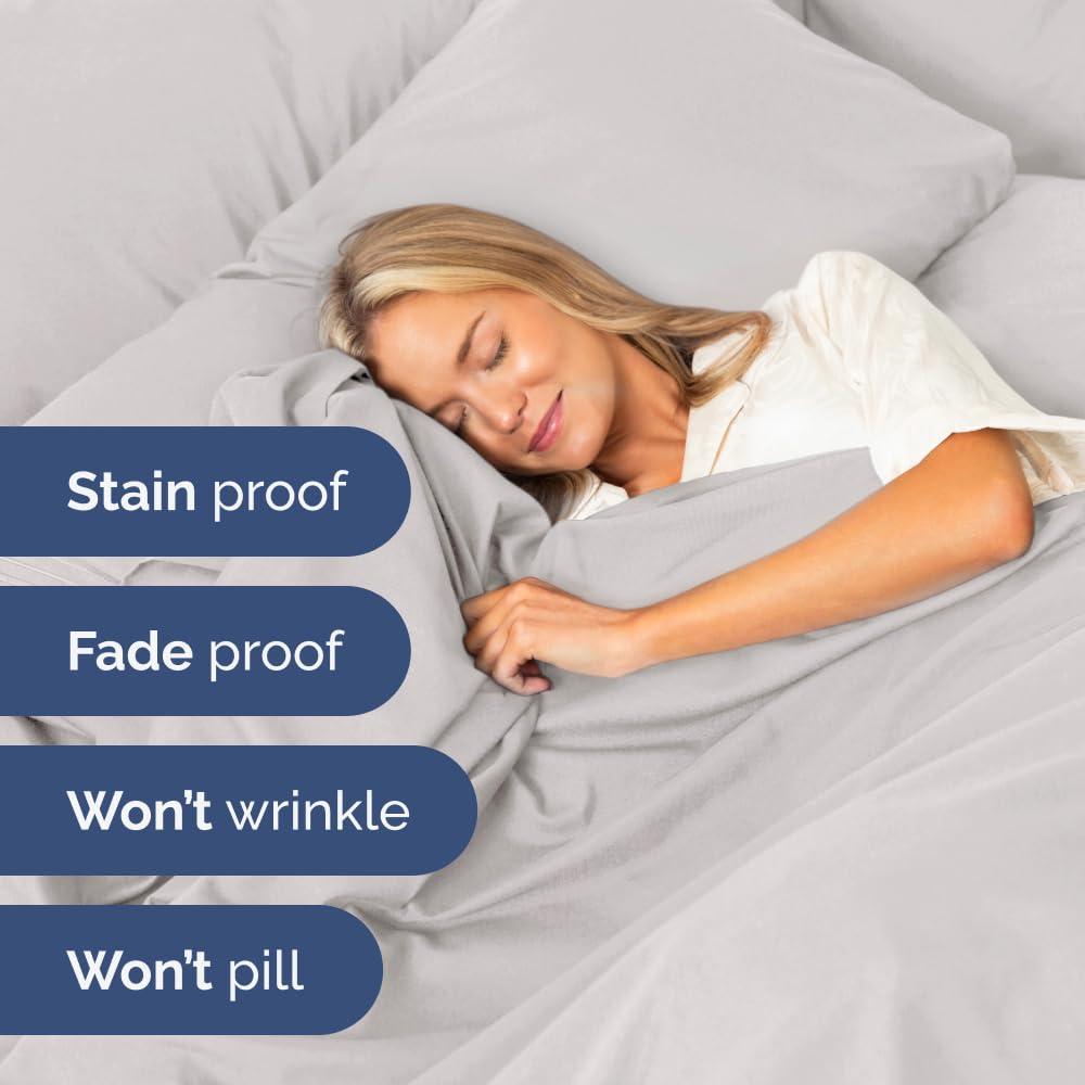 CGK Unlimited Extra Deep Pocket King Sheets - 4 Piece Breathable & Cooling Bed Sheets - Hotel Luxury Bed Sheet Set - Soft, Wrinkle Free & Comfy - Easily Fits Extra Deep Mattresses - Deep Pocket French Grey Sheets