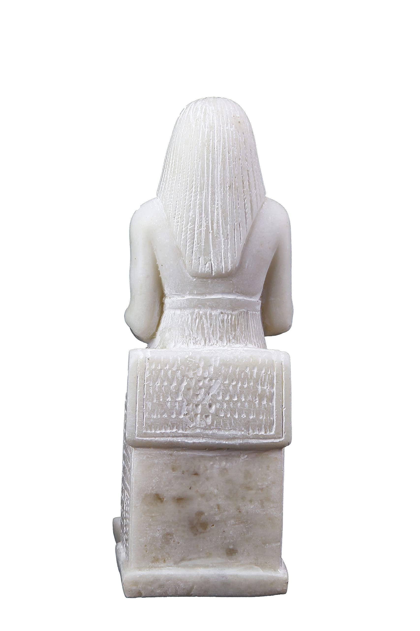HomeLoft Basics Unique ancient Egyptian Falcon Bird god Horus seated statue marble stone made in Egypt. His name means he who is above and he who is distant. He was a god of the sky and war.