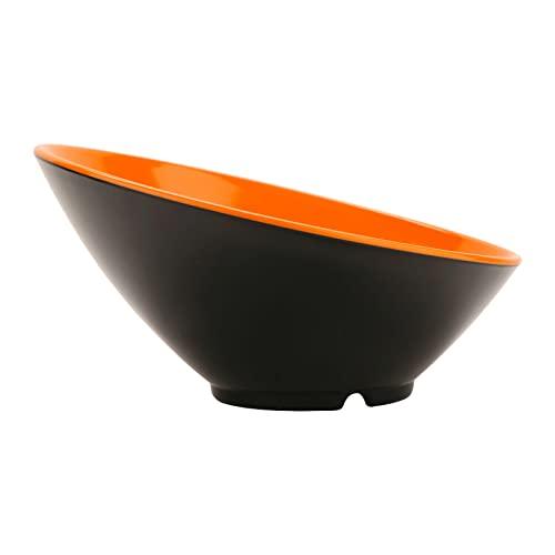 GET G.E.T. B-792-OR/BK Angled Cascading Serving Bowl for Salads, Rice and Dessert, 24 Ounce / 9.25\", Orange/Black, 1 Count (Pack of 1)