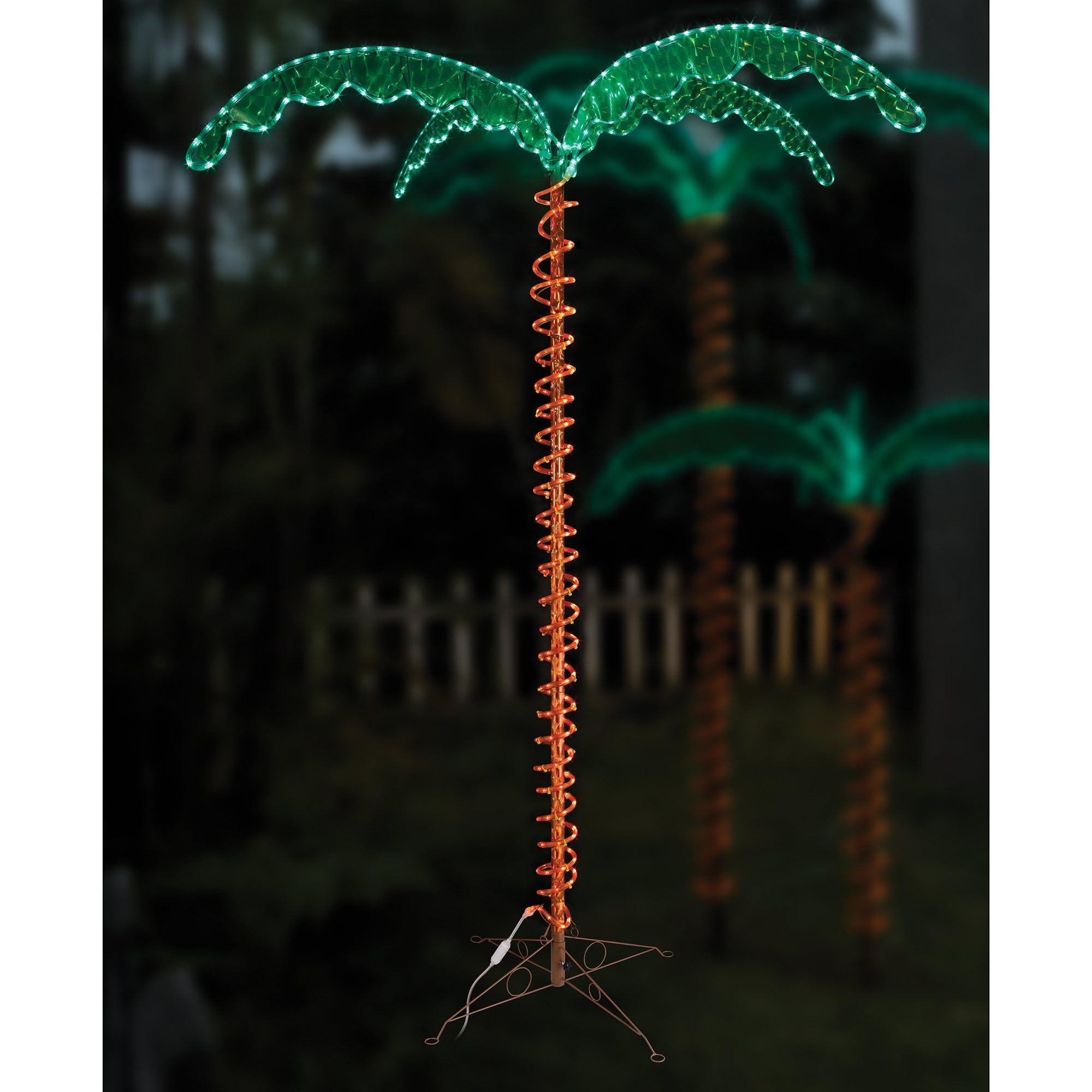 Trailer Life Trailer Life Light Up Palm Tree | Indoor Outdoor LED Decor | 7ft Tall x 5'9" Wide | Preassembled PVC Leaves & Coiled Rope Light