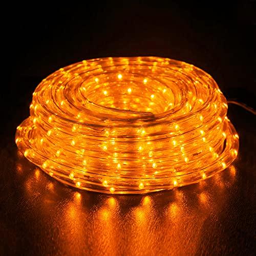 WYZworks WYZworks 1656LEDs, 150ft Orange LED Rope Light, Connectable Outdoor Permanent Waterproof Accent Exterior Lighting, Transparent PVC Case, ETL Certified, Holiday Decor, Backyard Patio, Home Garden