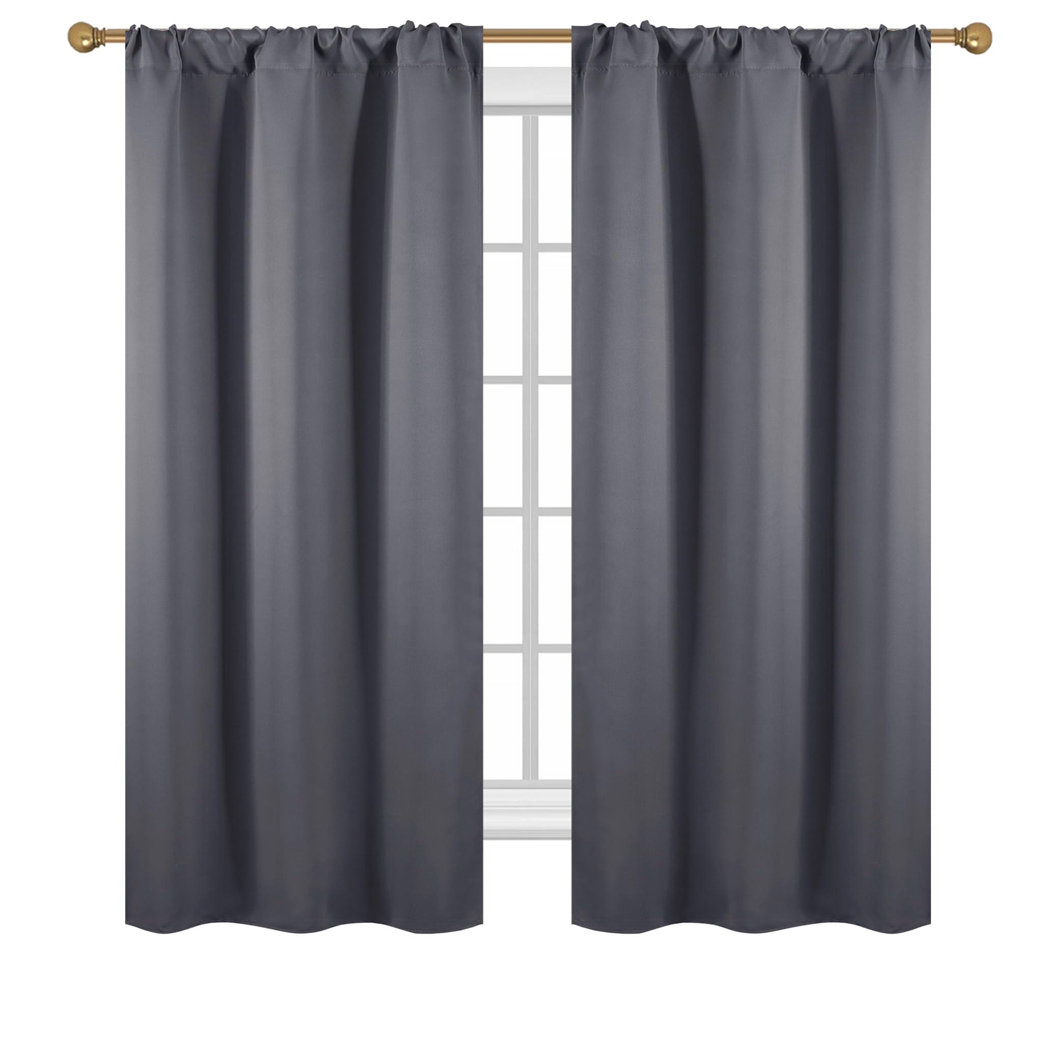 Diraysid Diraysid Dark Gray Blackout Curtains for Bedroom and Living Room Thermal Insulated Room Darkening Curtains Drapes, 42 x 63, 2 Panels