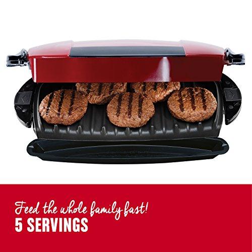 George Foreman George Foreman 5-Serving Removable Plate Electric Indoor Grill and Panini Press, Red, GRP0004R, 17.2 x 12.1 x 6.2 inches