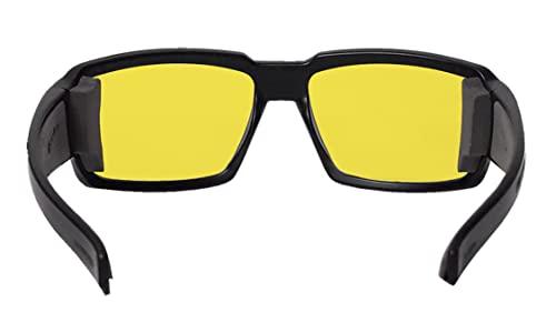 BOMBER BOMBER Safety Glasses with Yellow Lens for Men Women, z87 Safety Compliant, Matte Black Frame with Non-Slip Gray Foam Lining, Safety Glasses for Outdoor,Shooting Glasses, Safety Glasses