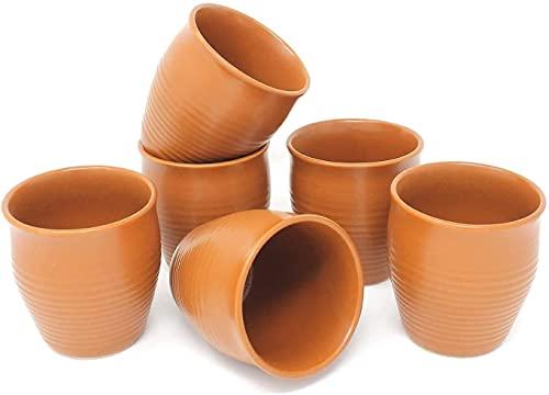 ADHAATA ADHAATA Ceramic Kulhar Kulhad Cups Traditional Indian Tea Chai Coffee Cup 6 OZ (Set of 6pc)