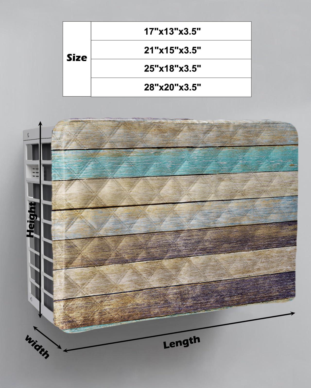 Rocking Giraffee Air Conditioner Cover AC Cover Rustic Wooden Texture Indoor Window Air Conditioner Covers Adjustable AC Covers for Inside Double Insulation 21x15x3.5 Inch