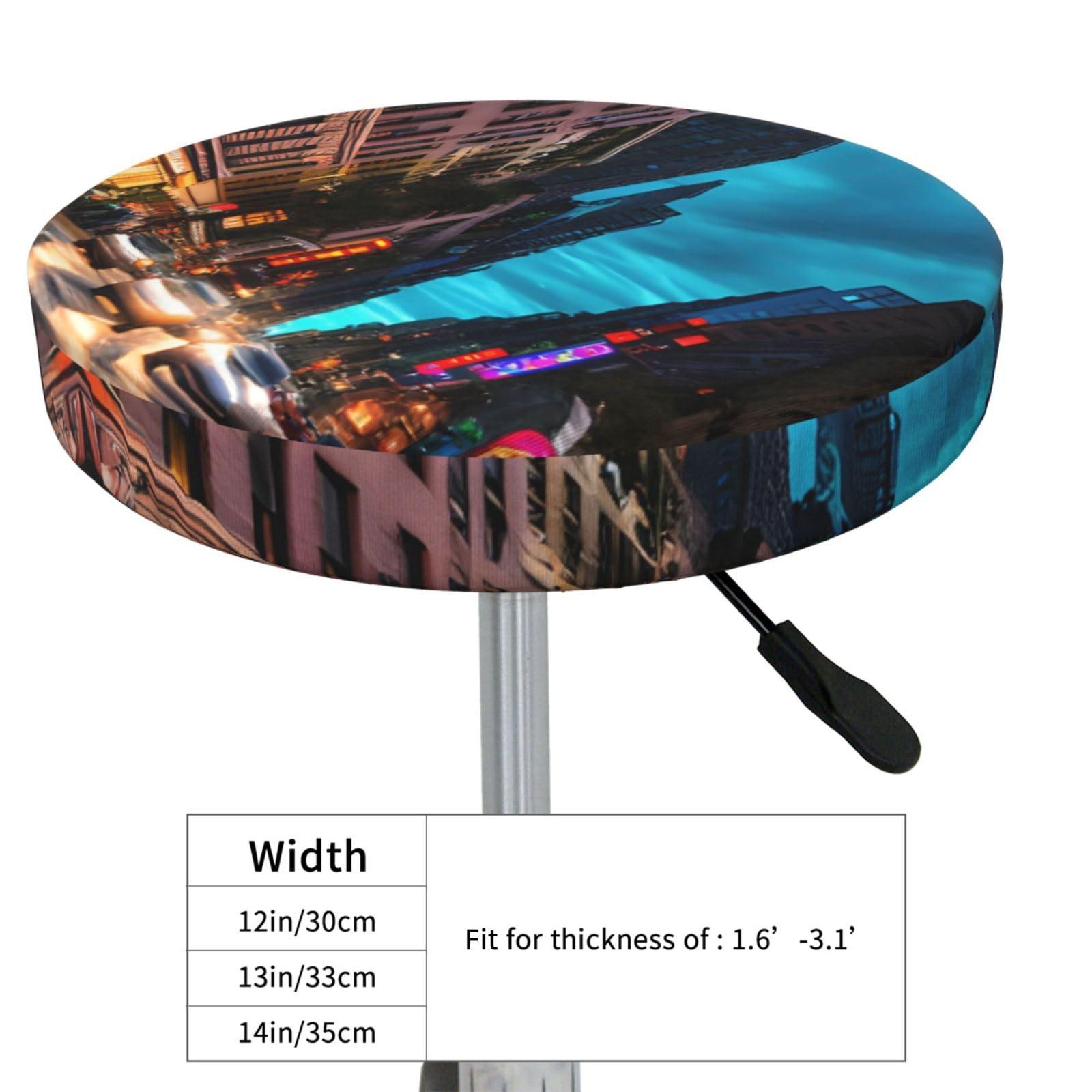 GELATU GELATU Streets of New York City Bar Stool Covers Round Covers Washable Cushion Soft Chair Seat Cushion Slipcover Fit for Stool of Dia14-17 Inch