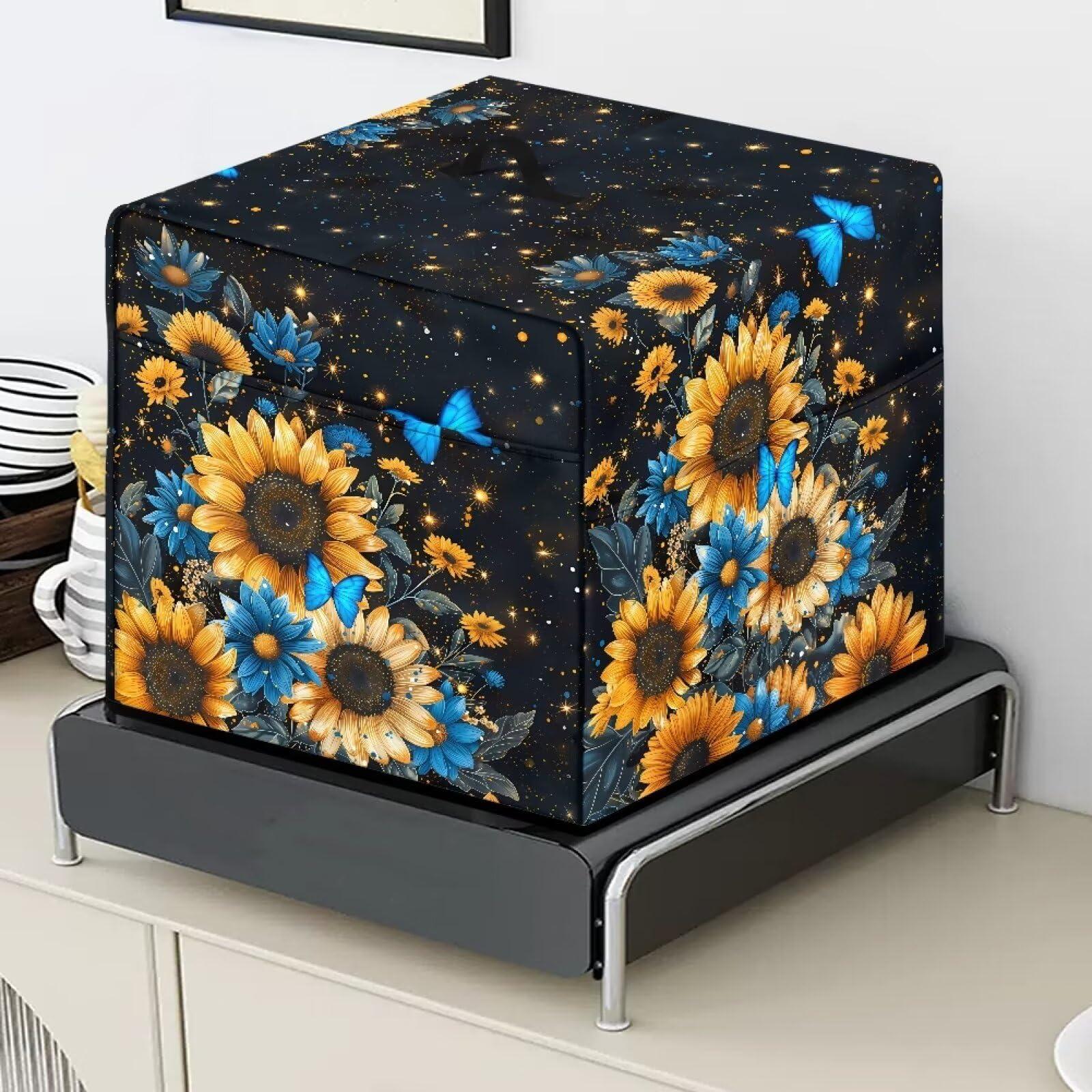 HUISEFOR HUISEFOR Sunflower Butterfly Cocktail Machine Cover with Pockets for Straws Accessories Cocktail Machine Protective Dust Cover Kitchen Appliance Covers for Premium Cocktail Machine