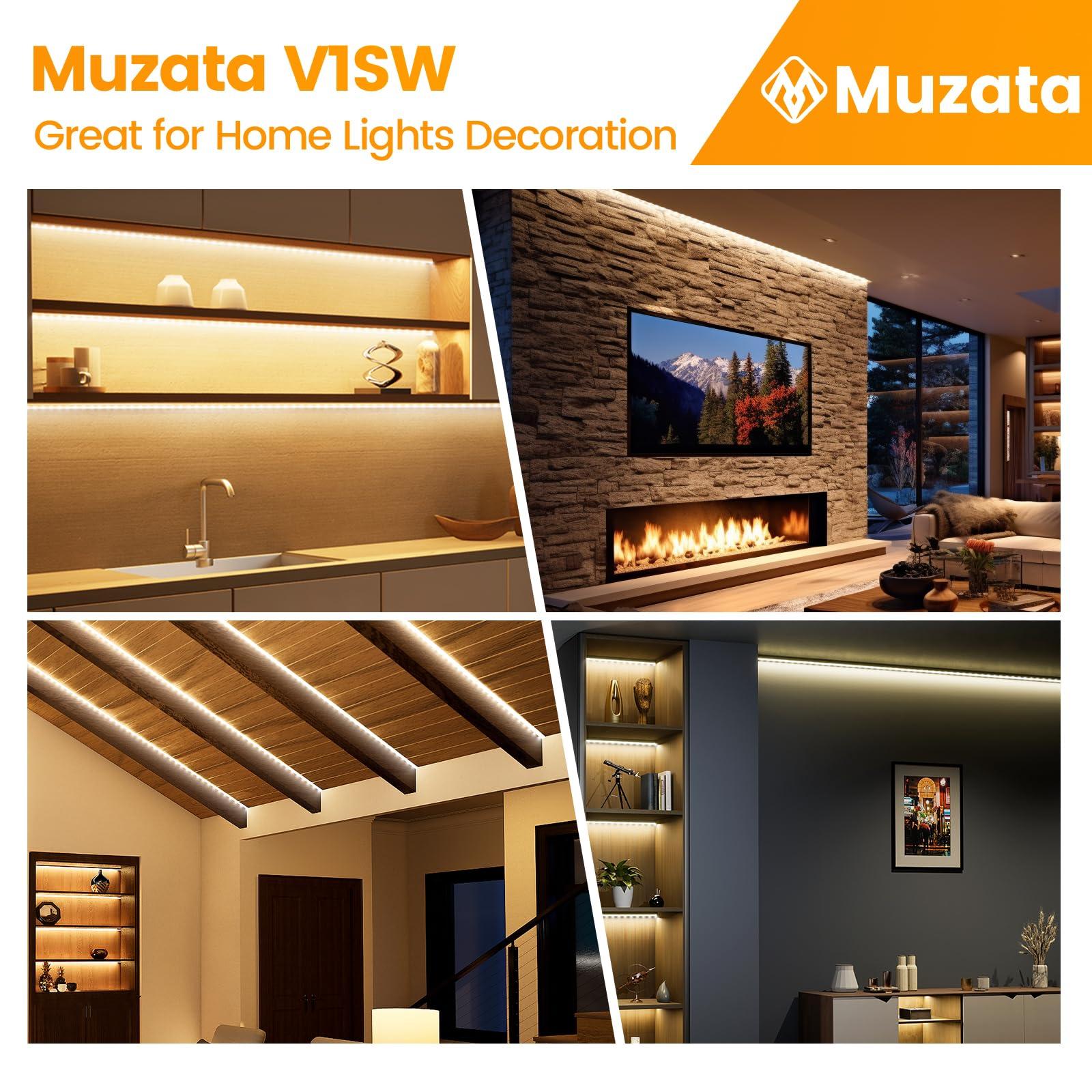 Muzata Muzata 10Pack 6.6FT/2M V Shape LED Channel Black Aluminum LED Strip Diffuser Channel with Milky White Cover Corner Lighting Easy Installation V1SW BW 2M