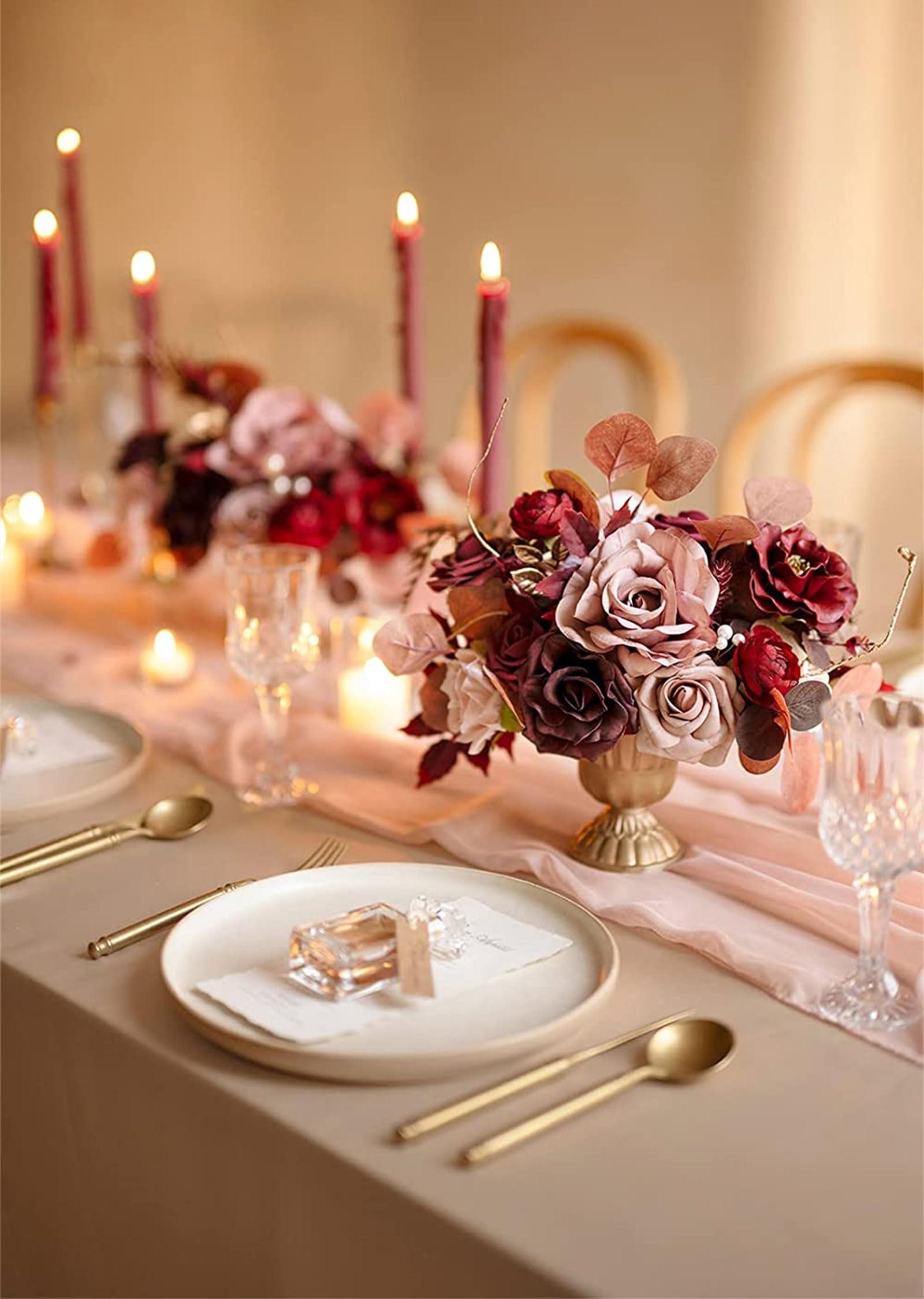 Tkasniy Flower Balls Arrangement Bouquet - 2 Pcs White Rose Fake Flowers Balls for Centerpieces Tables, Artificial Wedding Flowers for Wedding Aisle Decor