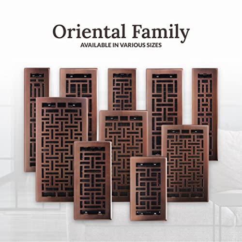 Decor Grates Decor Grates AJH410-RB Oriental Floor Register, 4x10 Inches, Rubbed Bronze Finish