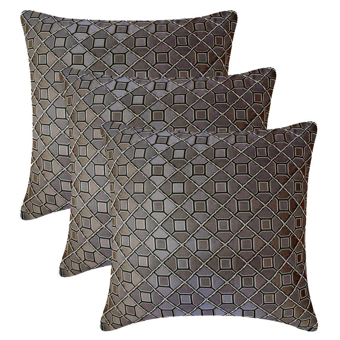The HomeCentric The HomeCentric Decorative Throw Pillow Cover Brown 26\"x26\" (65x65 cm) Jacquard Textuured Cushion Covers for Sofa Chouch, Hotels, Living, Bed Room, Geometric Modern Style - Nexus