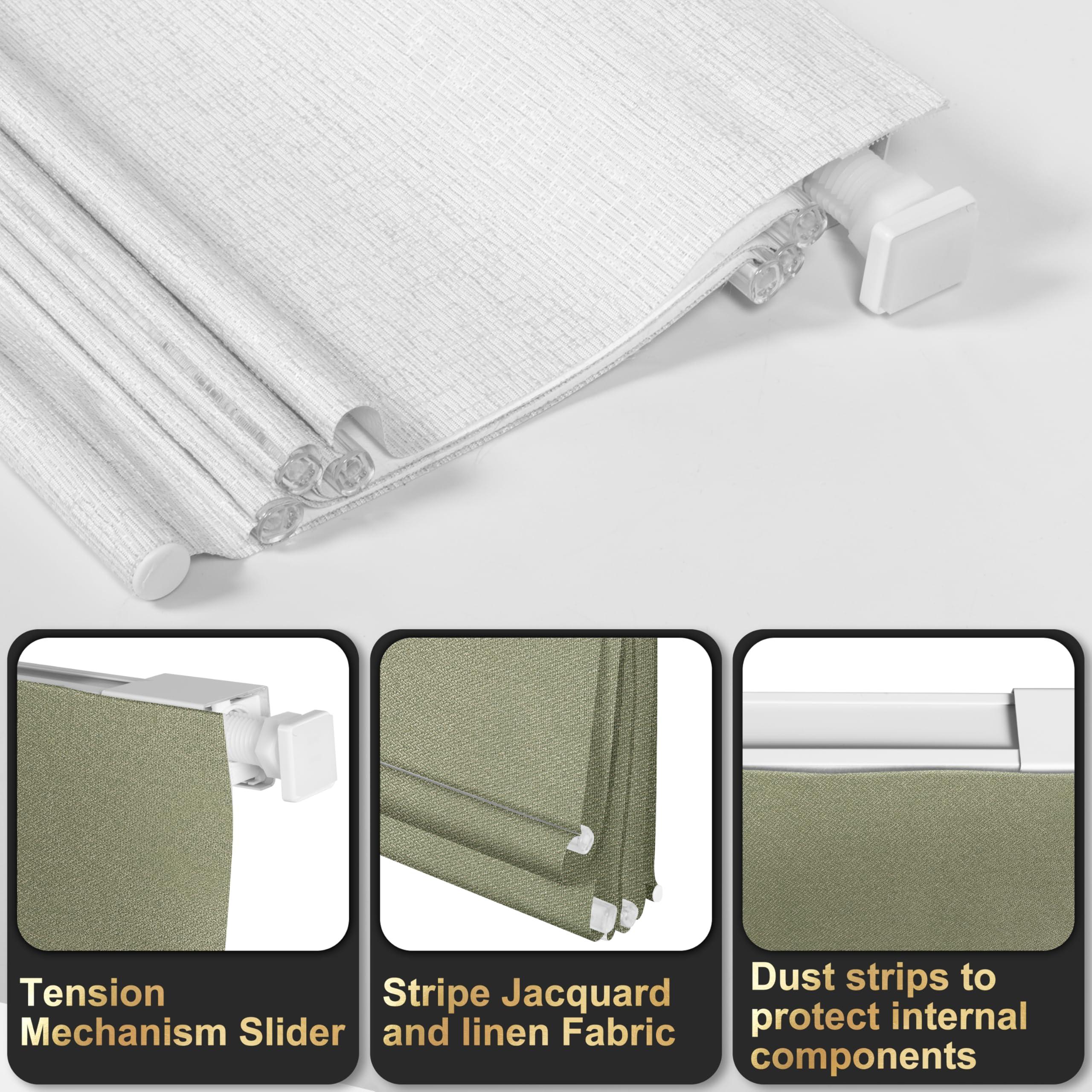 BERISSA BERISSA No Tool No Drill Blackout Roman Shades for Windows,Cordless Roman Blinds,Room Darkening Shades,Pull Down Window Shades for Home Office.Easy to Install.Light Green.60 W x 72" H