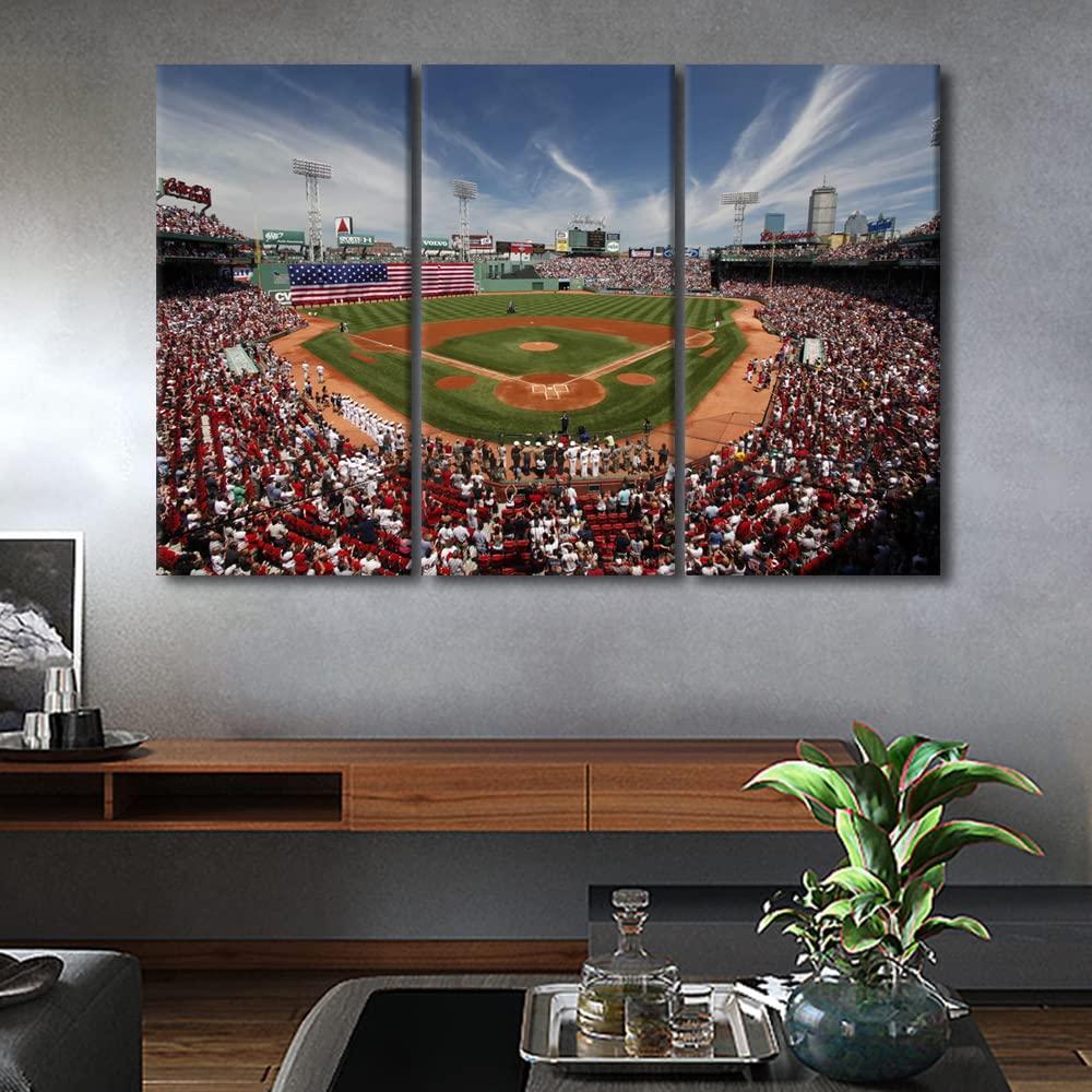 TUMOVO American Baseball Pictures Canvas Wall Art for Living Room Fenway Park in Boston Large Wall Art Modern Artwork Contemporary Home Decor Print On Canvas Ready to Hang for Bedroom Office 60"Wx40"H