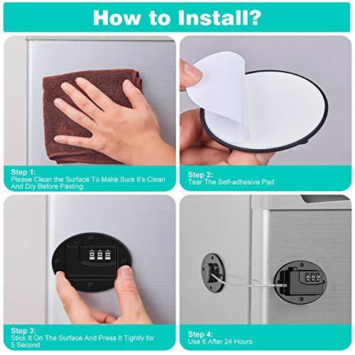 Rofio 2 Pack Refrigerator Lock - Heavy Duty Combination Fridge Lock, Child Proof Cabinet Locks(Black)