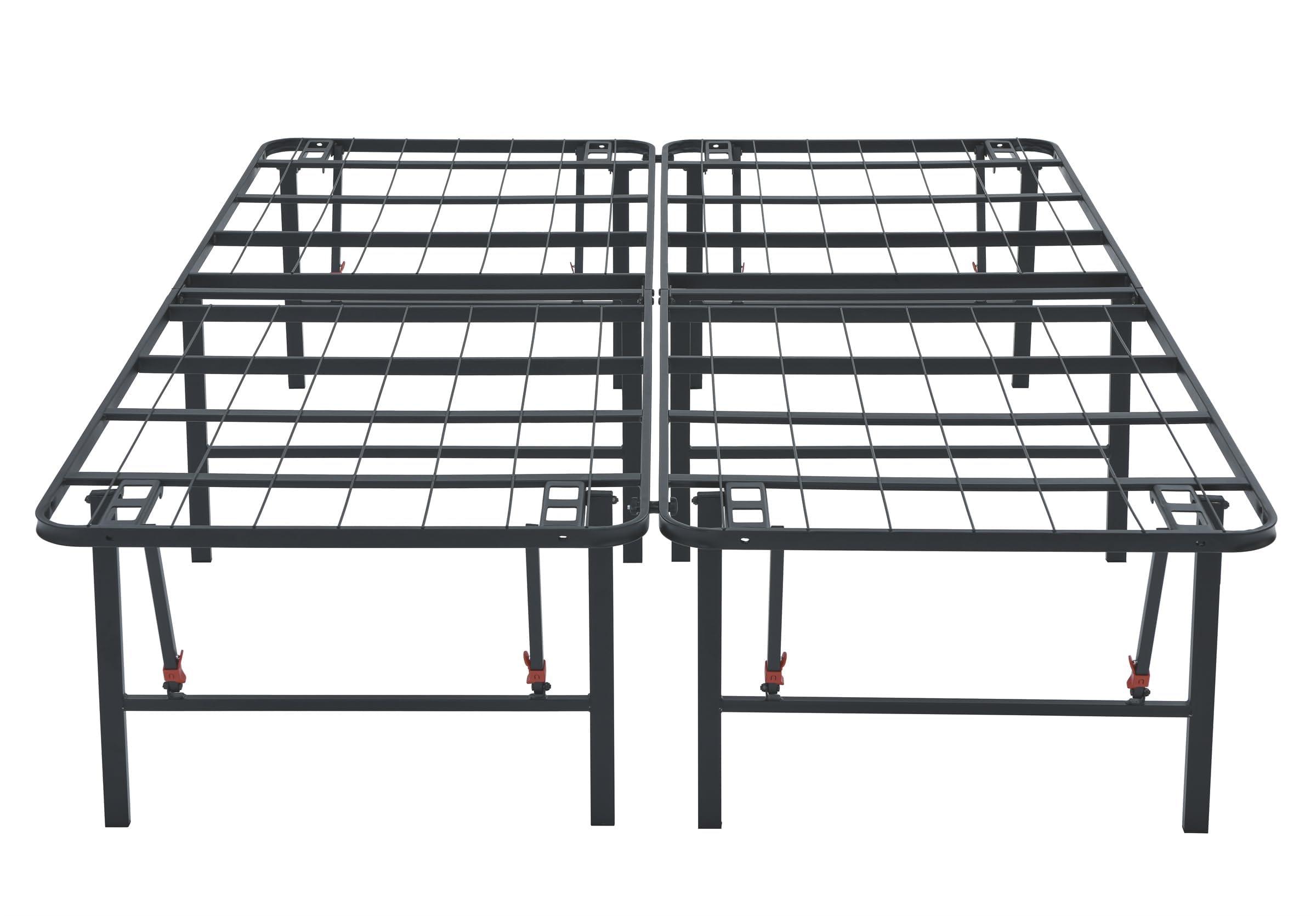 Amazon Basics Amazon Basics Bed Frame with Storage, Foldable Metal Platform, Sturdy Steel, No Box Spring Needed, 18 Inches High, Tool-Free Setup, Queen Size, Black