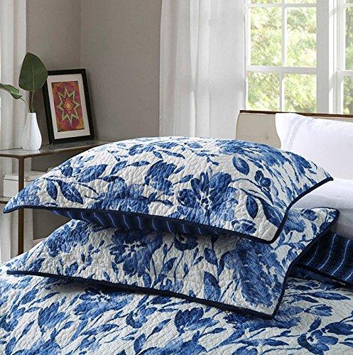 HNNSI HNNSI Blue and White Porcelain Cotton Quilt Bedspread Sets Queen Size 3 Pieces,Chinese Style Floral Comforter Bedding Sets