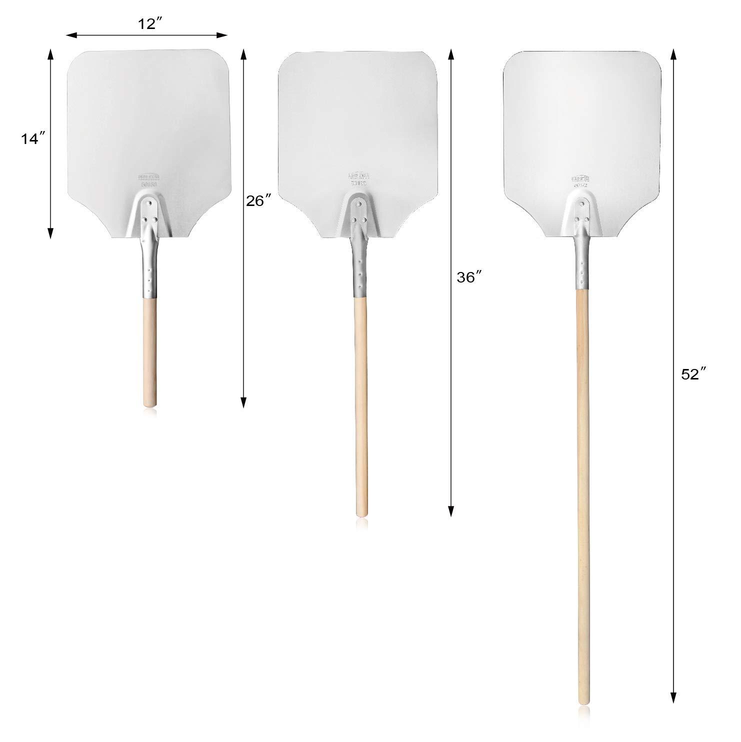 New Star Foodservice New Star Foodservice 50172 Aluminum Pizza Peel, Wooden Handle, 12 x 14 inch Blade, 52 inch overall