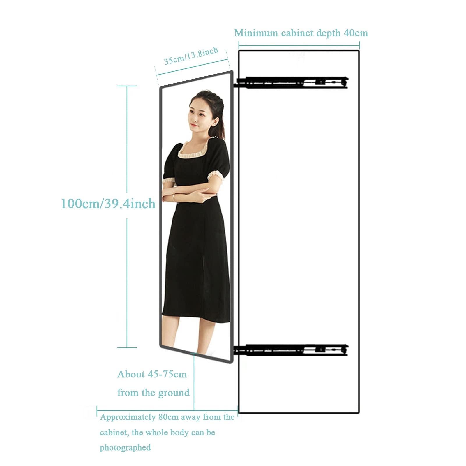 Makeup mirror Sliding Mirror Wardrobes For BedroomHidden Rotating Mirror, Home Full-length Dressing Mirror, Built-in Sliding Door Mirror, Aluminum Alloy Frame, Widescreen High-definition Mirror, Safe And Explosion