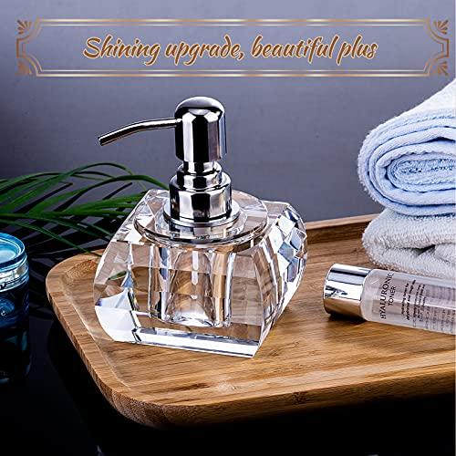 LIANGLAOI QTQZDD Crystal Glass Soap Dispenser for Bathroom, Modern Decorative Hand Soap Dispenser with Rust Proof Stainless Steel Pump, Lotion Dispenser for Kitchen Hotel Club Ornaments-Clear Glass