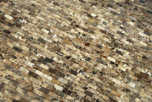 ORACLE Dark Emperador 5/8 X 1 1/4 Polished Marble Baby Brick Mosaic Tile