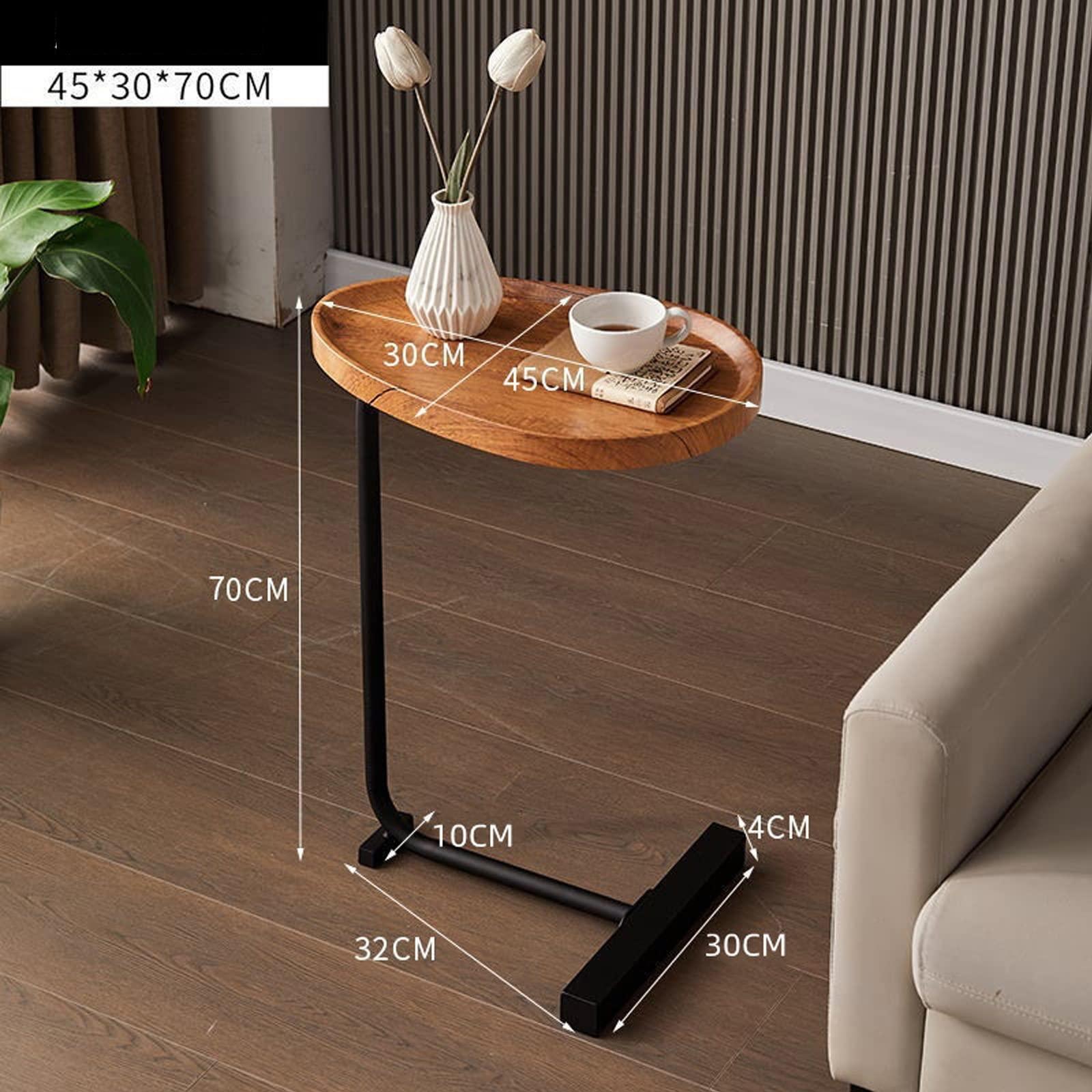 IDEAX Small Oval Coffee Table, Telephone Sofa Side Table Dining Table C Shaped End Tables Laptop Desk For Living Room, Bedroom, Balcony, And Office Other Small Spaces ( Color : Black-G , Size : 45*30*70cm )