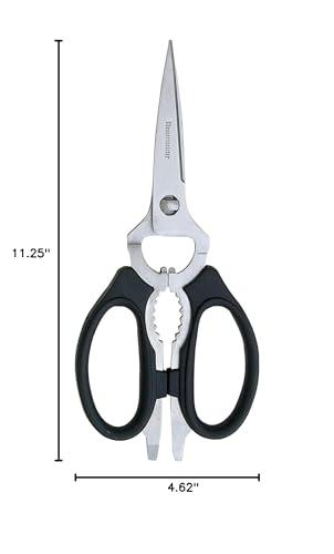 Messermeister Messermeister 8-Inch Take-Apart Kitchen Scissors, Black - Includes Screwdriver, Nut Cracker, Jar Lid Opener/Gripper, Bottle Opener & Bone + Twig Cutter - Suitable for Lefties & Righties