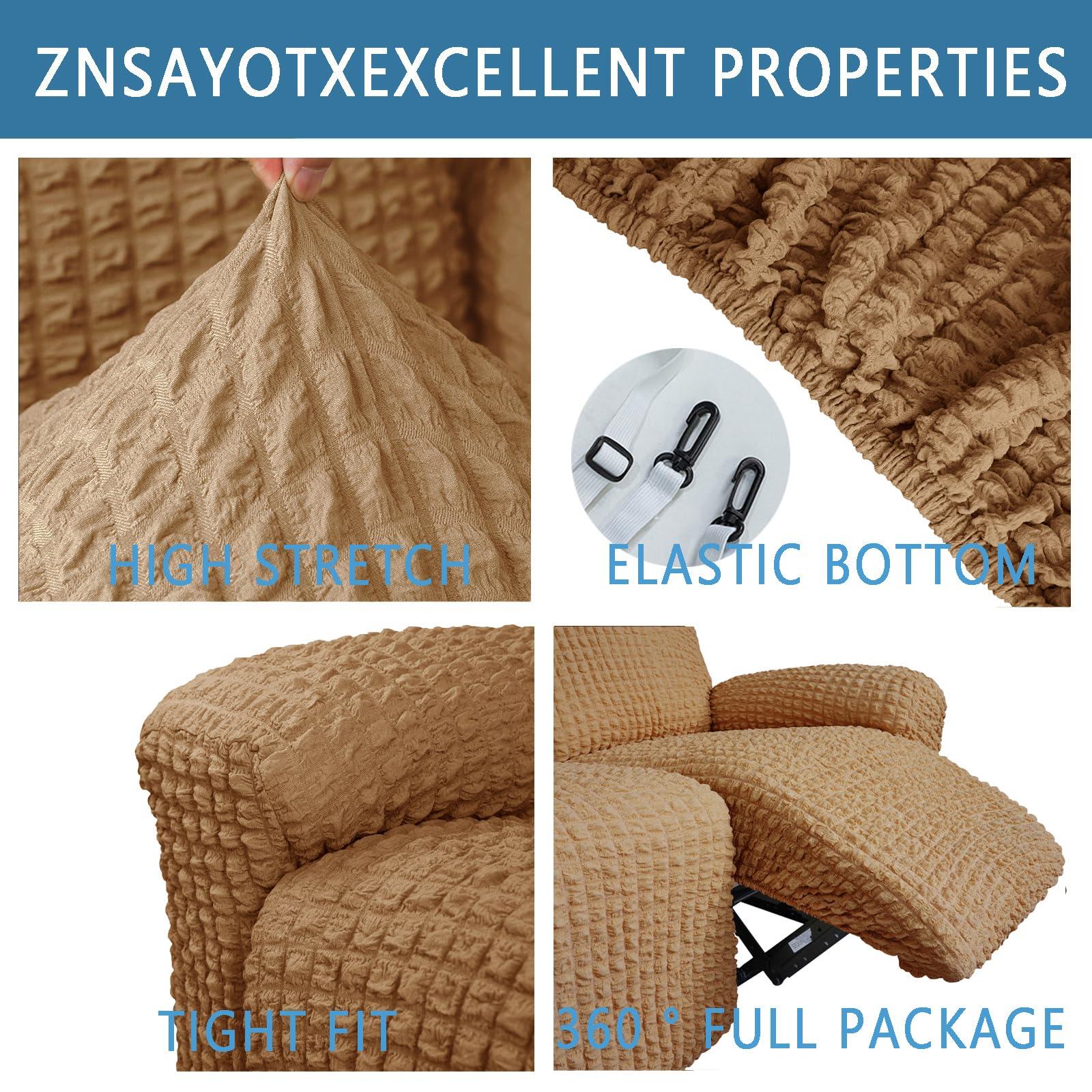 CACXKEP CACXKEP Jumbo Recliner Slipcover Electric Recliner Chair Covers Double Recliner Cover Lift Chair Covers for Electric Recliner,Almond,2