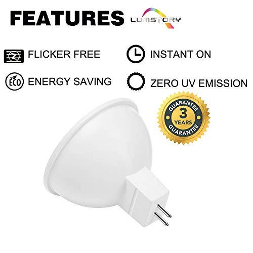 LumStory MR16 LED Bulb 5000K Daylight 12V GU5.3 Bipin Base Non-Dimmable 50W Equivalent Halogen Bulbs 5W LED Replacement for Landscape Track Lighting 10-Pack
