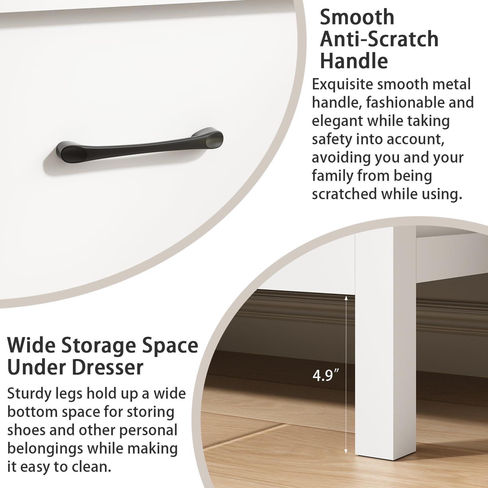 Tradare Tradare White Dresser for Bedroom with 7 Drawer,Wooden Double Dresser with Metal Handles, Wide Chest of Organizer Storage Drawers for Living Room, Hallway, Entryway