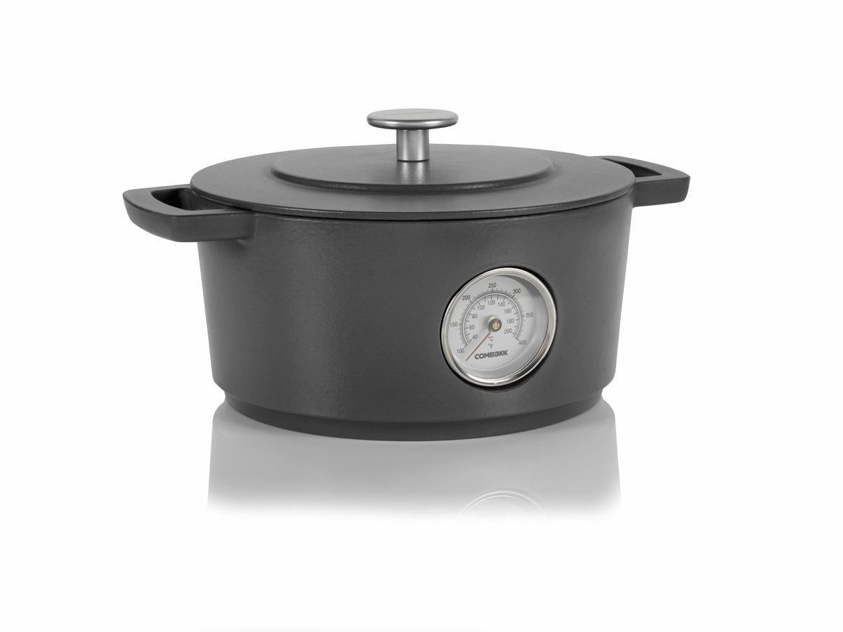 Cuisipro Combekk RAILWAY Recycled Enameled Cast Iron 4.25 Quart Dutch Oven w/ Thermometer, Concrete, 9.5\"