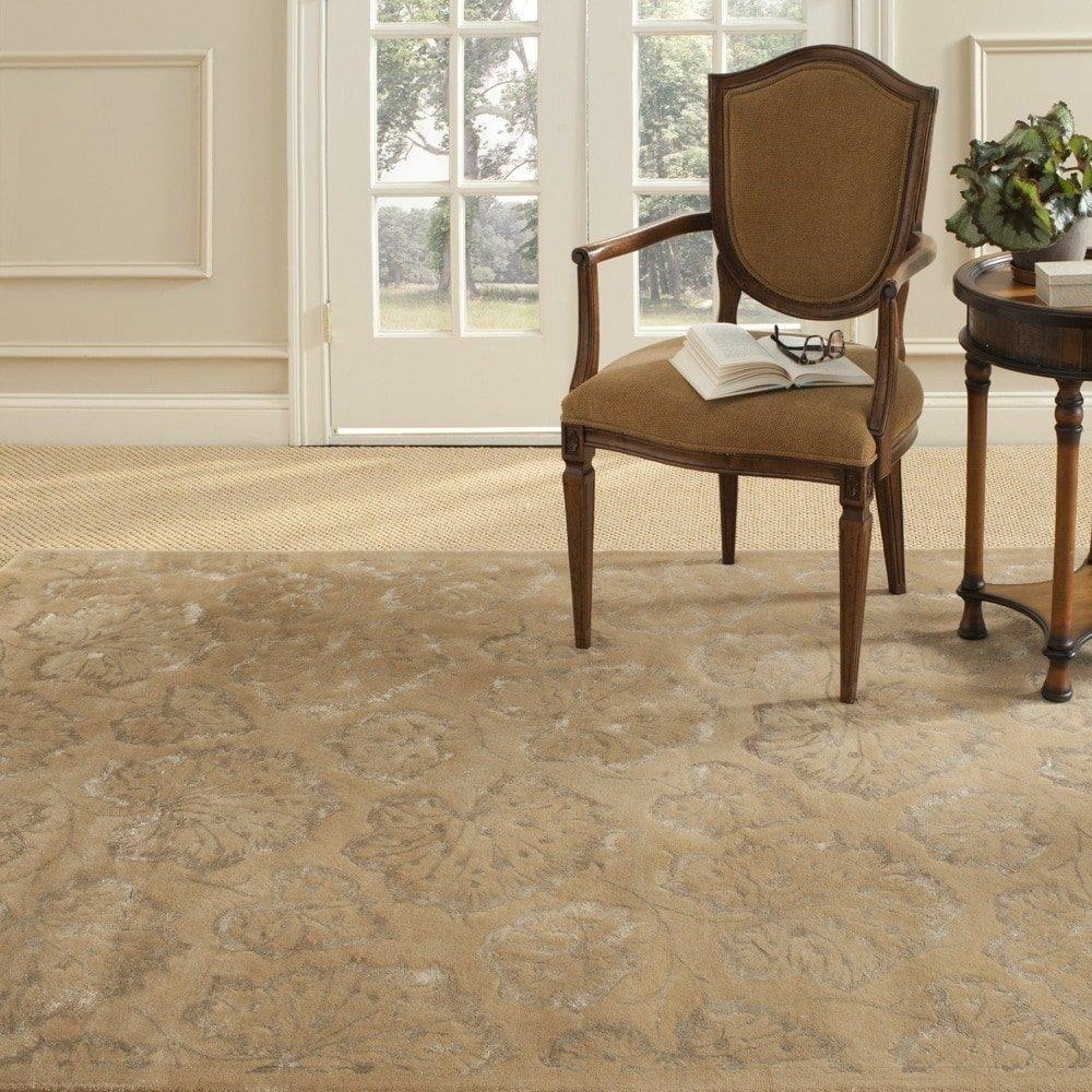 Safavieh MARTHA STEWART x SAFAVIEH 8'6" x 11'6" Toffee MSR3260D Handmade Geranium Leaf Wool & Viscose Area Rug