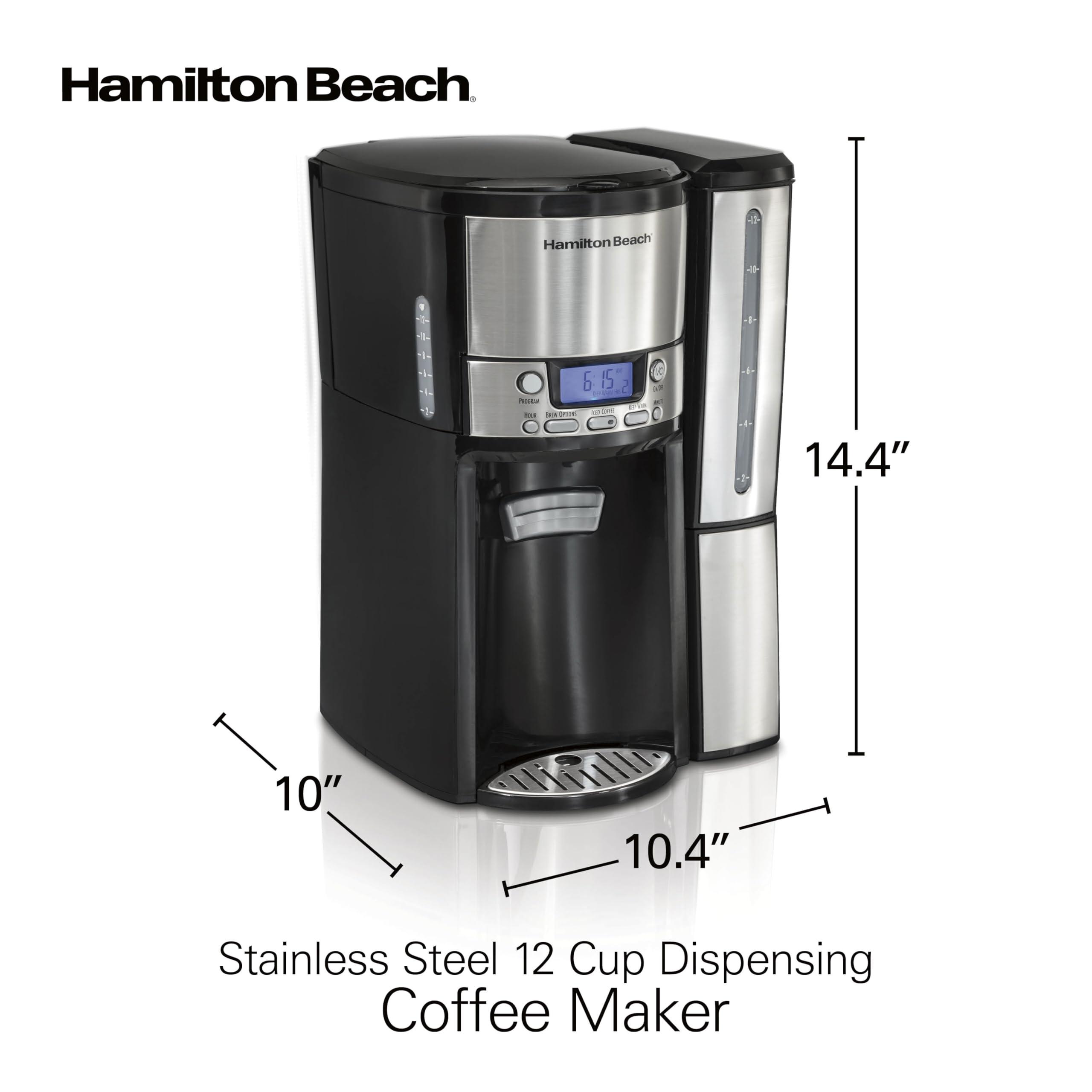Hamilton Beach Hamilton Beach (47950) Coffee Maker with 12 Cup Capacity & Internal Storage Coffee Pot, Brewstation, Black/Stainless Steel