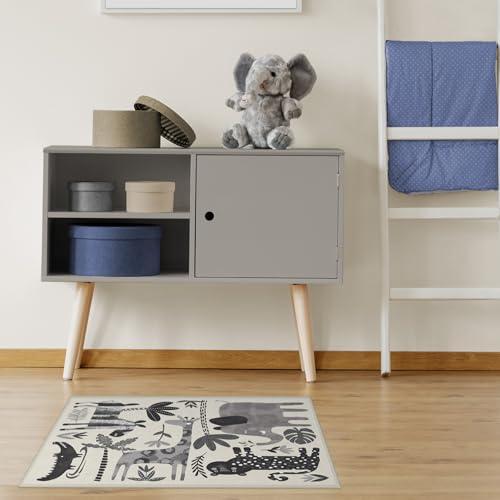 RUGGABLE RUGGABLE Washable 2x3 Area Rug, Animal Safari Black & White, Premium Rugs for Kids Area, Living Room, Bedroom, Kitchen, and Office with Gripper Non Slip Pad
