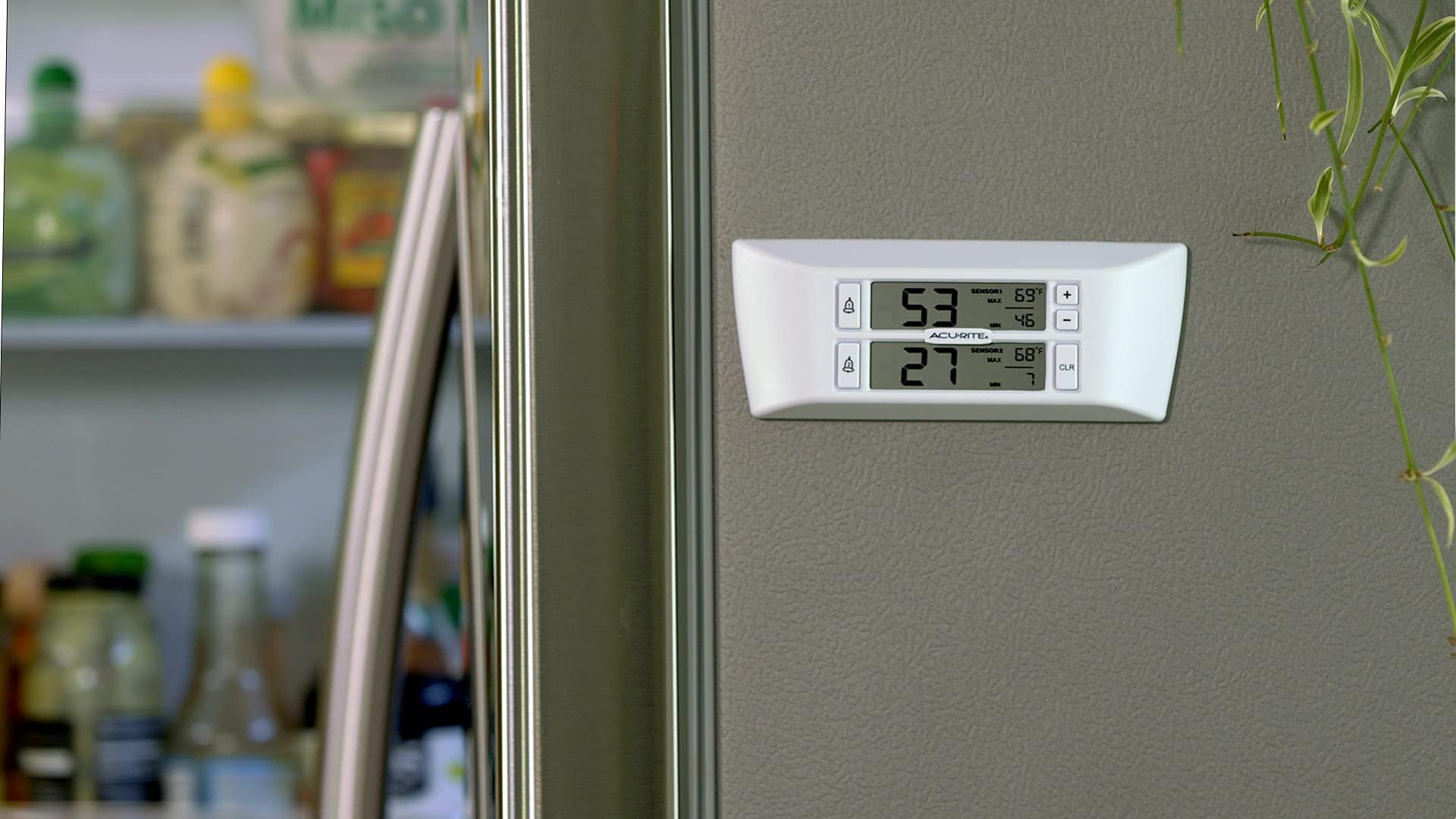AcuRite AcuRite Digital Wireless Fridge and Freezer Thermometer with Alarm and Max/Min Temperature for Home ,LCD Display, Restaurants (00986M), 0.6, White