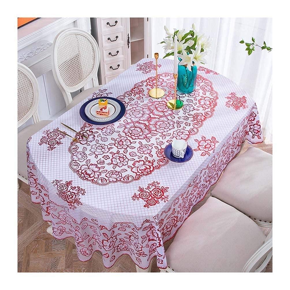ZJYWMM ZJYWMM Oval Plastic Tablecloth Vinyl Oilcloth Waterproof PVC Wipeable Spillproof Peva Heavy Duty Table Cloth Cover for Dinning Table Decoration