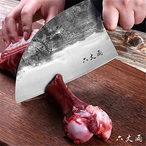 LIUZHANGYU Professional Chinese Traditional Forged Butcher Knife Chef Knife Kitchen Knife Sharp Blade Cleaver Slicer Full Tang Slaughtering Knife Chef's Meat Cleaver High Manganese Steel Hardness Forged Manual K