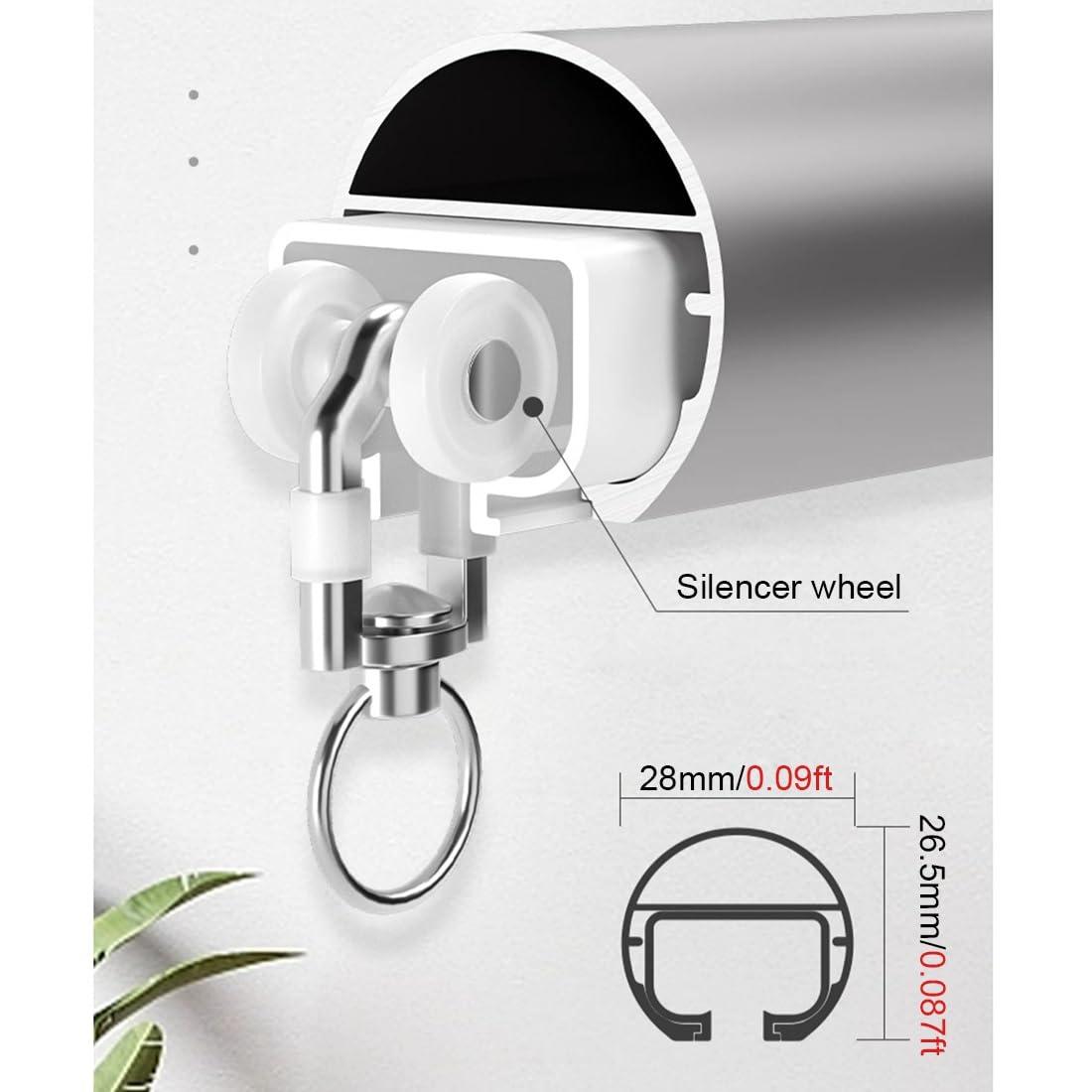 YJLTKL Dual Track Ceiling Curtain Track, Roman Rod Aluminum Alloy Curtain Track, Room Divider Curtain Rods, For Curtain Rod Bunk Bed Bay Window Rv Curtain Track(Slider-White,6 M/19.7 FT)