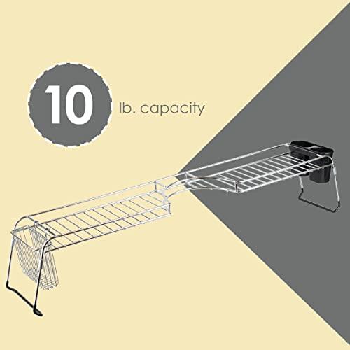 Home Basics Home Basics Over Sink Shelf, (Chrome) Steel Over The Kitchen Sink Organizer for Soap, Sponges, Scrubbers, and More | with Cutlery Holder