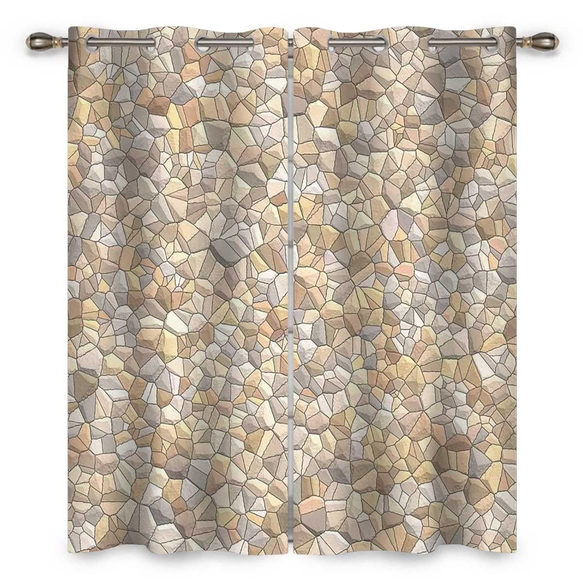 HomeLoft Basics Irregular Mosaic Black Out Curtains 2 Panels Drapes Dining Room Dark Room Decor (W) 85 X (H) 85 Inches